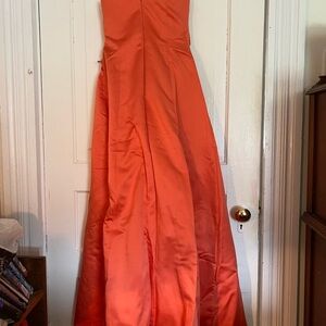 David's Bridal Coral Strapless Satin Ball Gown